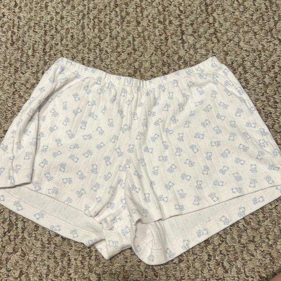 Brandy Melville White and Blue bear Patterned High Waisted sleep Shorts - Picture 1 of 2